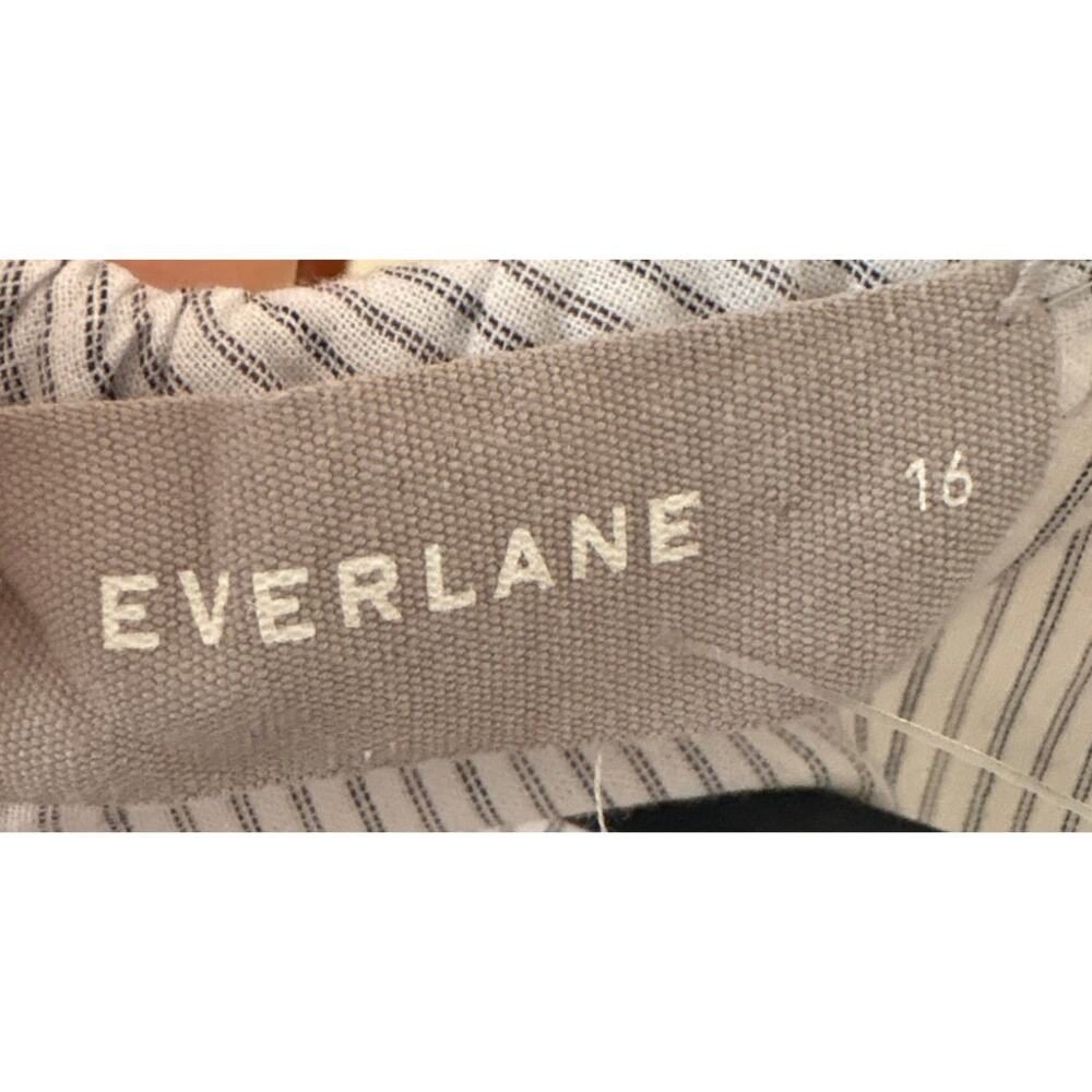 Everlane Gray Pinstripes Ruched Peasant Blouse Sz 16 - Picture 7 of 7